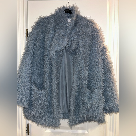 Bb Dakota by Steve Madden Blue Winter Fuzzy Coat - Picture 1 of 5